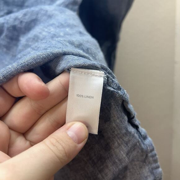 Pure J. Jill Linen Pullover Button Front Henley Tunic Blouse Roll Tab Sleeves XS - Picture 4 of 7